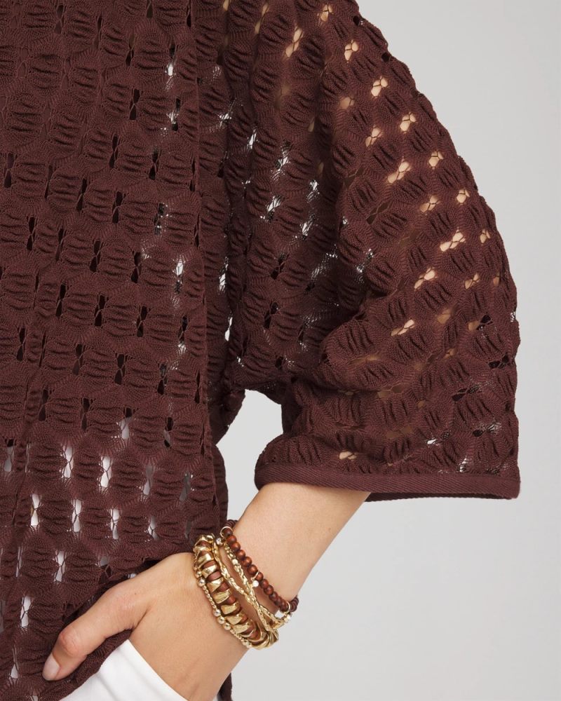 Chicos Short Woven Kimono - CACAO