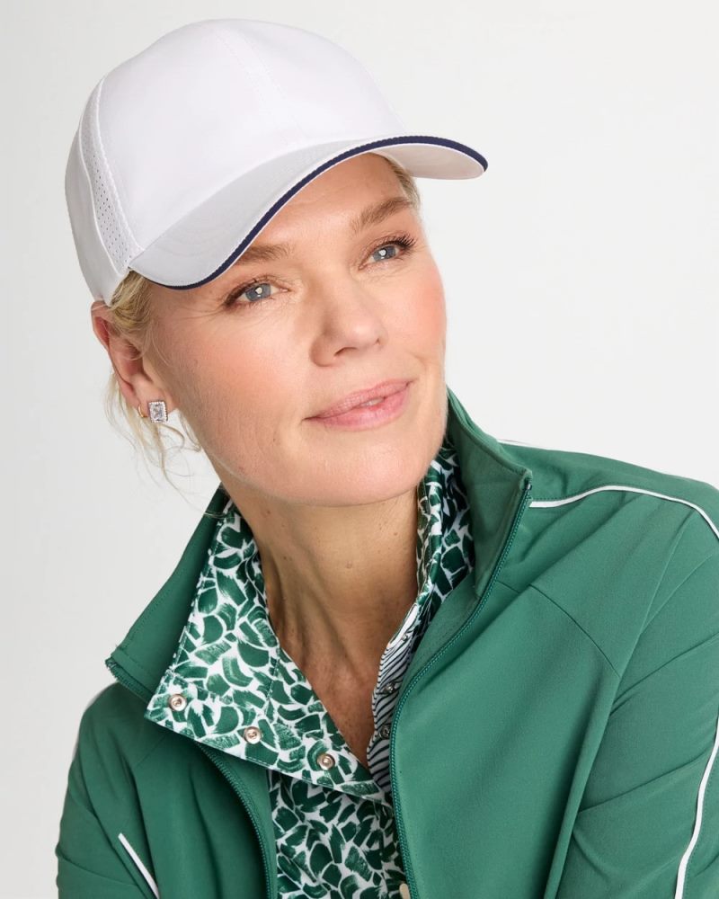 Chicos Baseball Piping Perforated Sport Hat - ALABASTER
