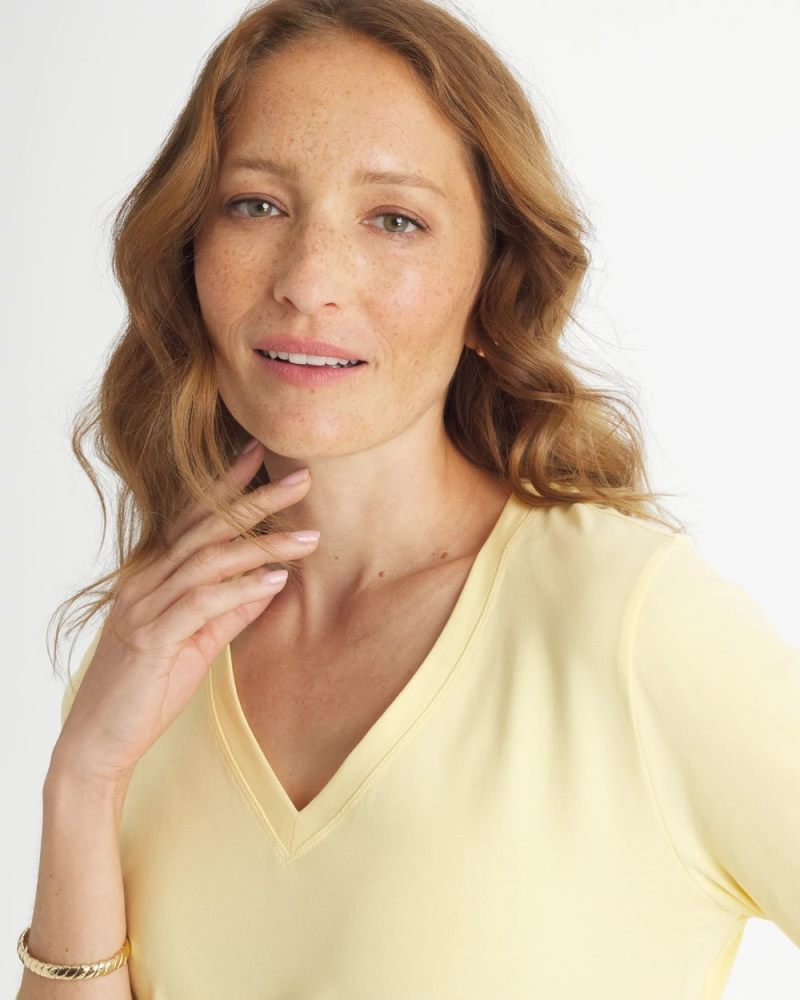 Chicos Cotton Stretch 3/4 Sleeve Tee - GOLDEN HAZE
