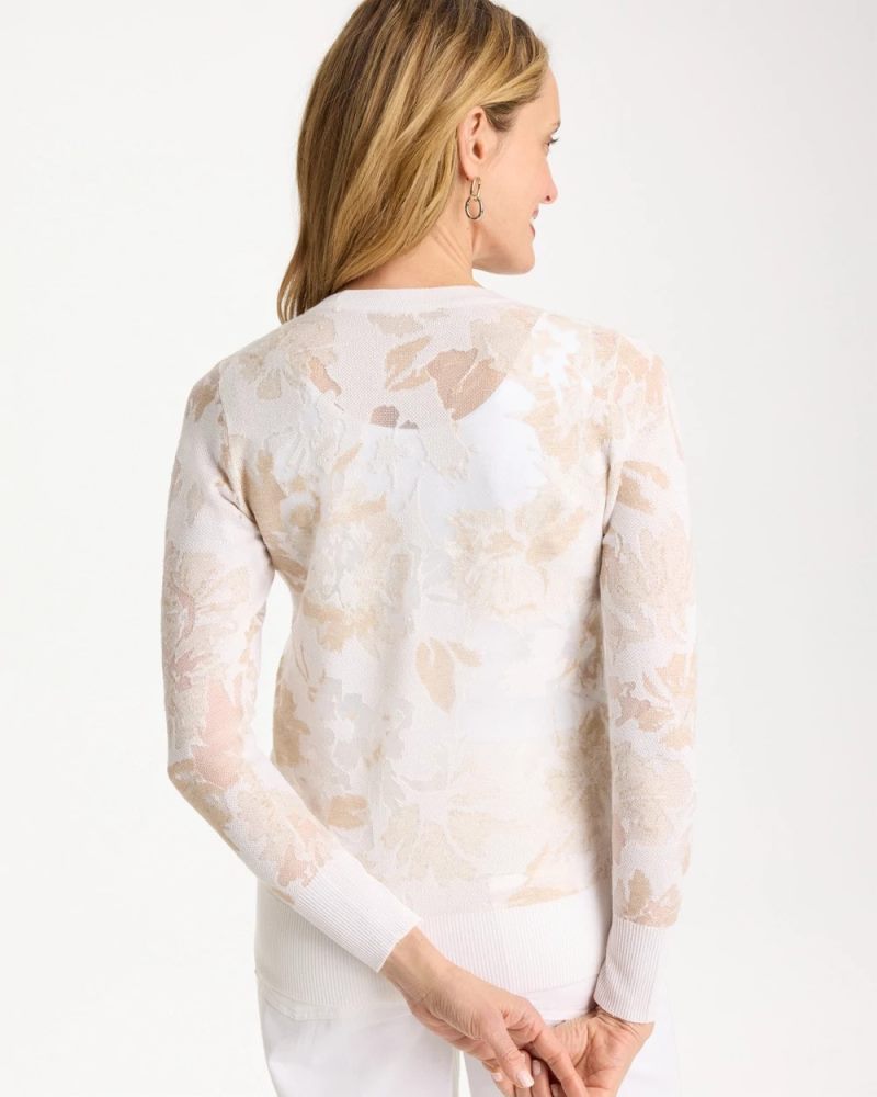 Chicos Burnout Button-Front Cardigan - ALABASTER