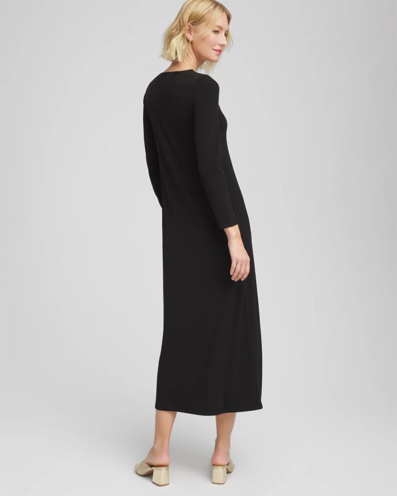 Chicos Embellished Column Maxi Dress - BLACK
