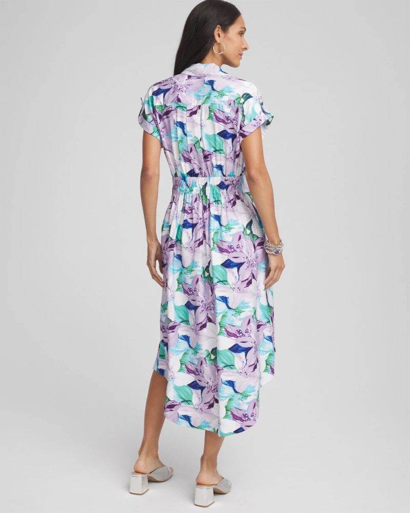 Chicos Hammered Rayon Midi Shirtdress - MULTI