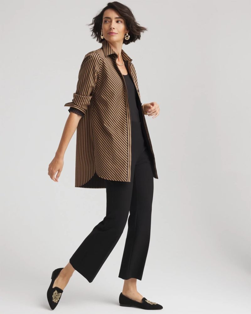 Chicos No Iron Slimming Imperial Stripe Tunic - BLACK