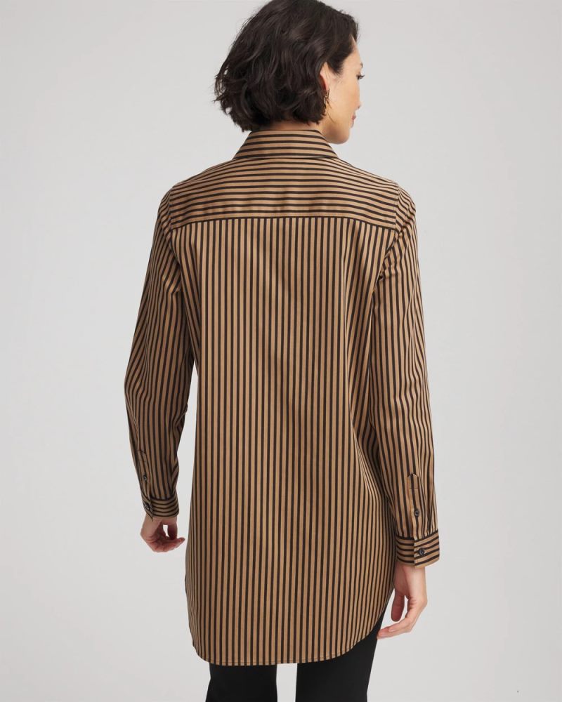 Chicos No Iron Slimming Imperial Stripe Tunic - BLACK