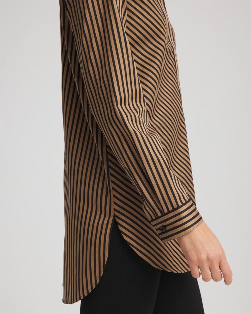 Chicos No Iron Slimming Imperial Stripe Tunic - BLACK