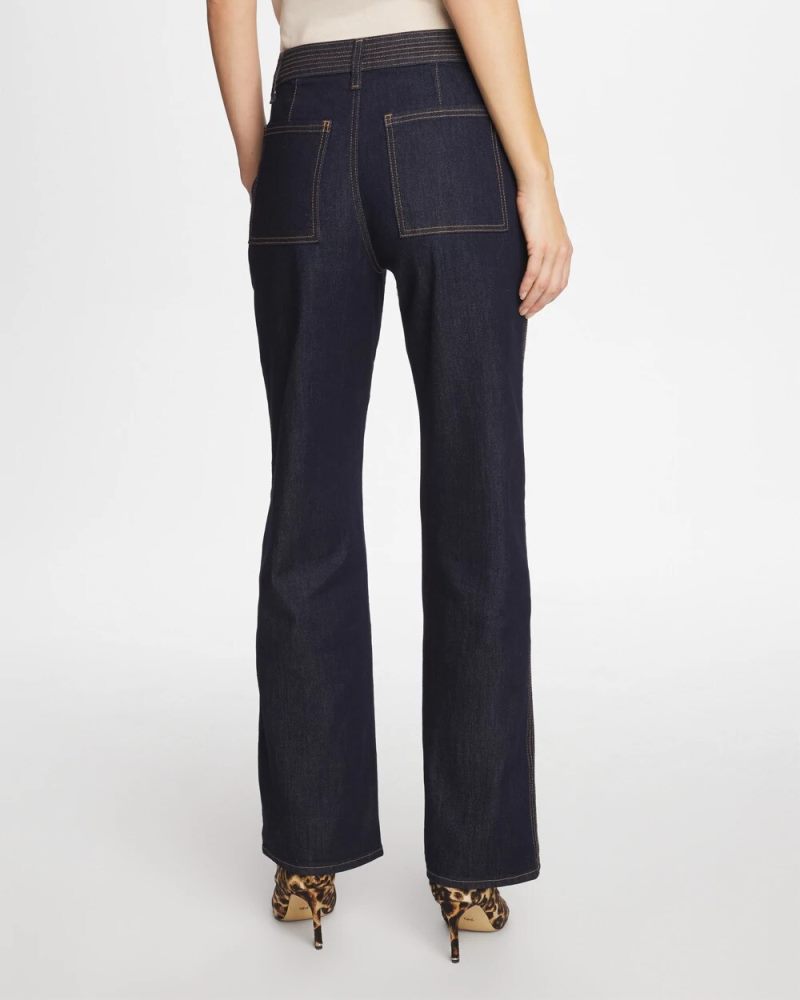 Chicos Trapunto Wide-Leg High-Rise Jeans - CEDAR RINSE