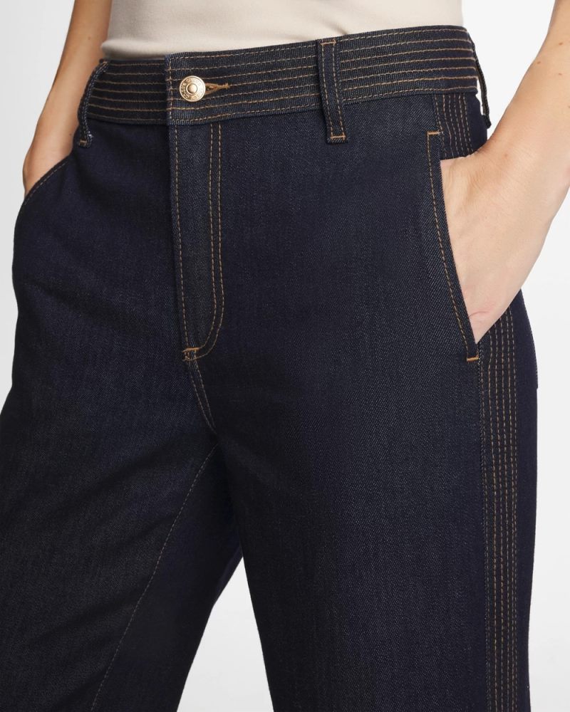 Chicos Trapunto Wide-Leg High-Rise Jeans - CEDAR RINSE