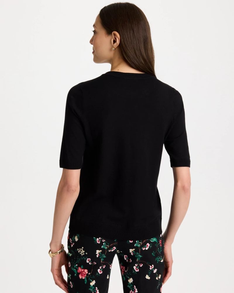 Chicos Ella Crewneck Pullover Sweater - BLACK