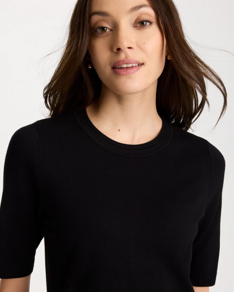 Chicos Ella Crewneck Pullover Sweater - BLACK
