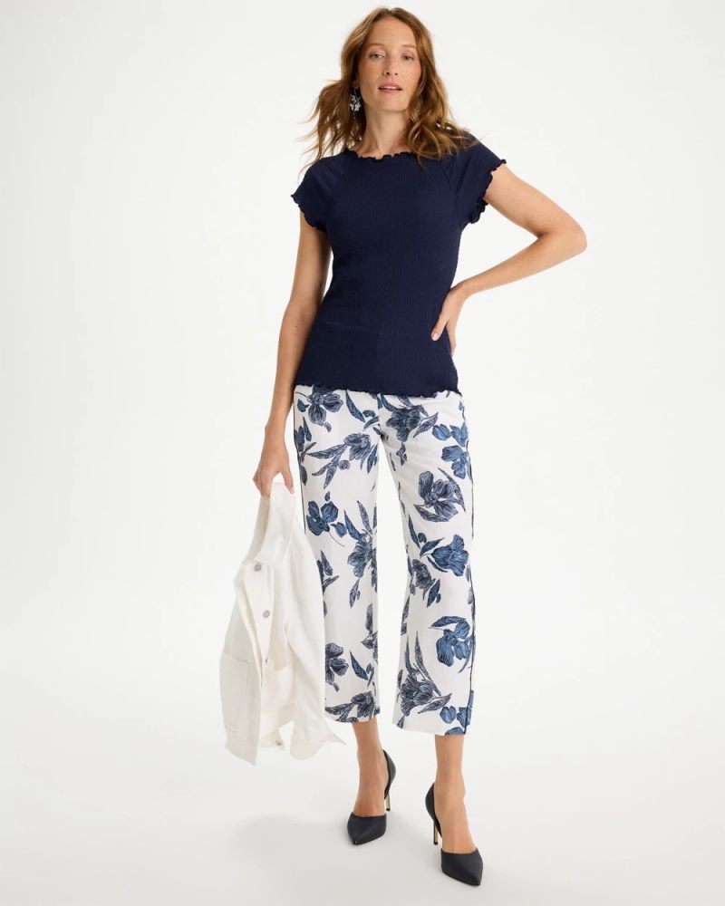 Chicos Textured Knit Lettuce Raglan Tee - PASSPORT BLUE