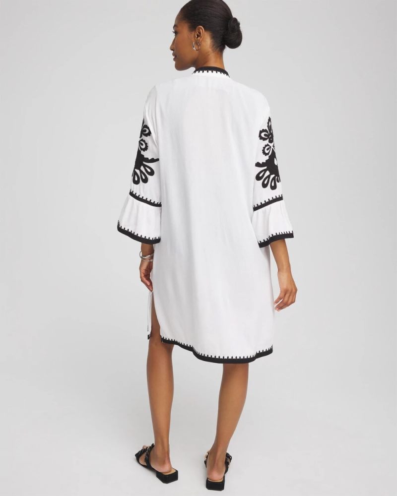 Chicos Embroidered Beach Swimsuit Cover Up - ALABASTER