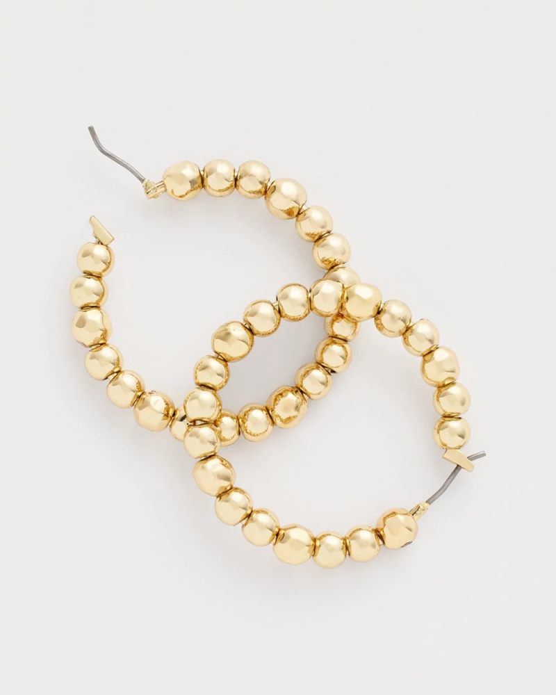 Chicos No Droop® Golden Beaded Hoop Earrings - GOLD