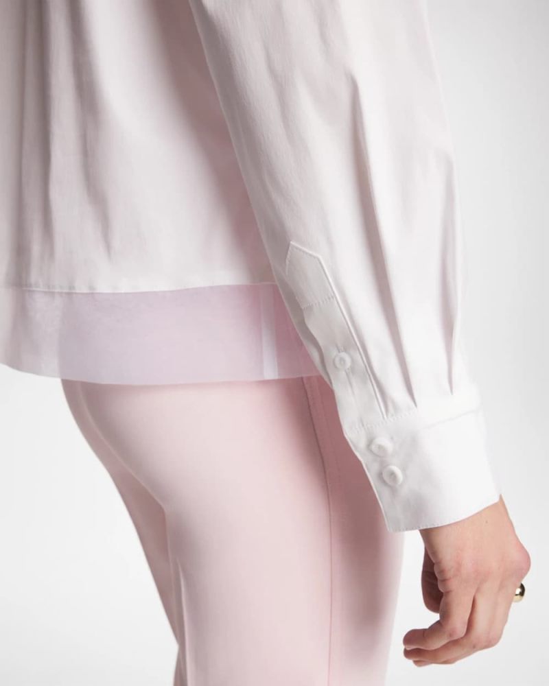 Chicos Poplin Organza Collared Shirt - ALABASTER