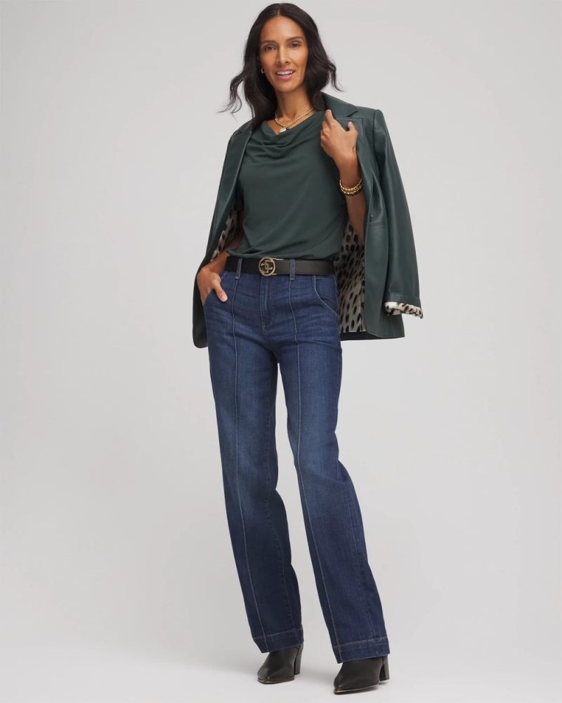 Chicos Jersey Knit Cowlneck Tee - DARKEST SPRUCE