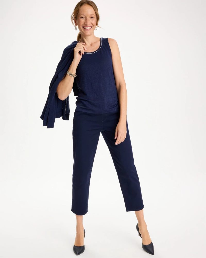 Chicos Linen Tank - PASSPORT BLUE