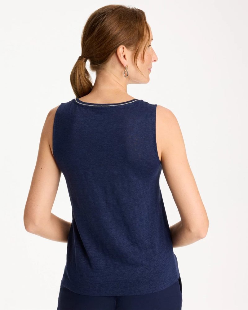 Chicos Linen Tank - PASSPORT BLUE