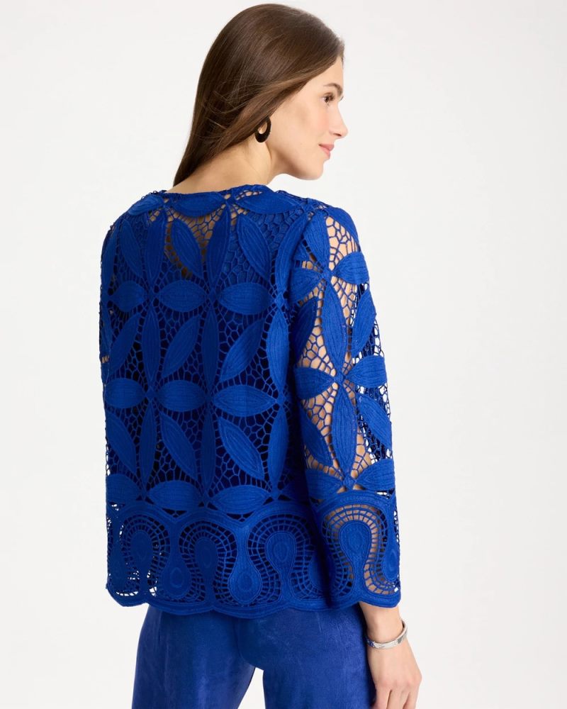 Chicos Travelers™ Collection Macramé Lace Jacket - RICH COBALT