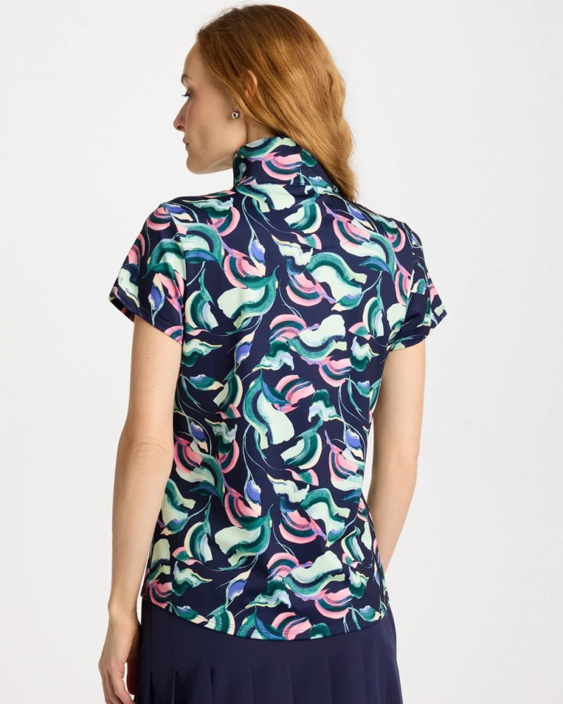 Chicos Zenergy® UPF Blooms Half Zip Polo - BLOSSOM