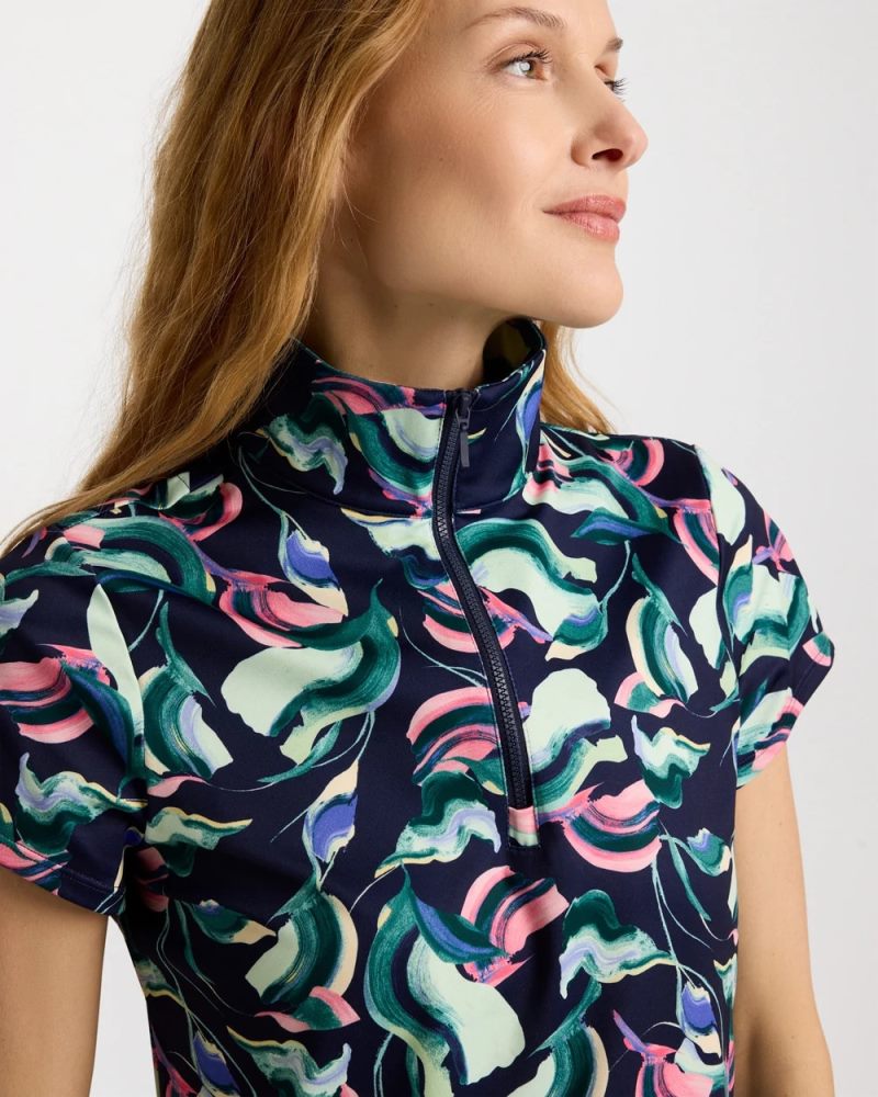 Chicos Zenergy® UPF Blooms Half Zip Polo - BLOSSOM
