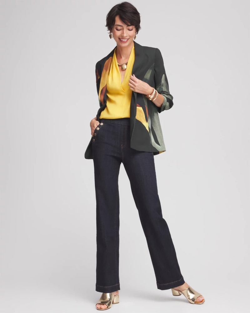 Chicos Matte Satin Pleated Top - SEMOLINA