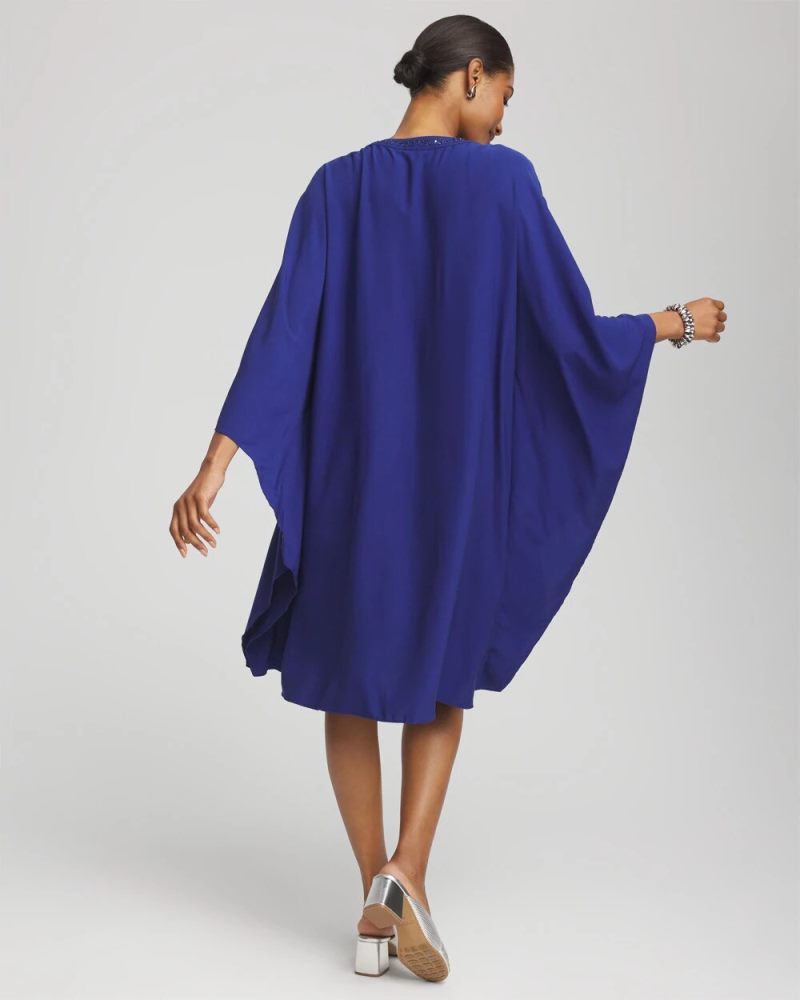 Chicos Embellished Kaftan Dress - BLUE CASA