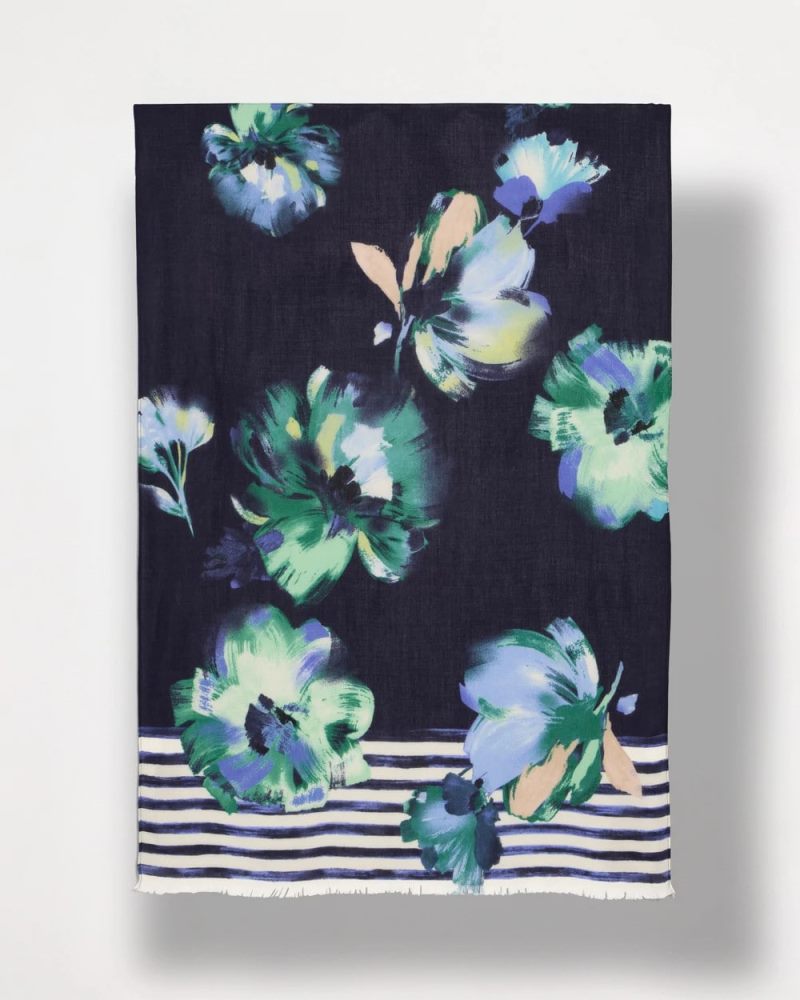 Chicos Printed Oblong Scarf - PASSPORT BLUE