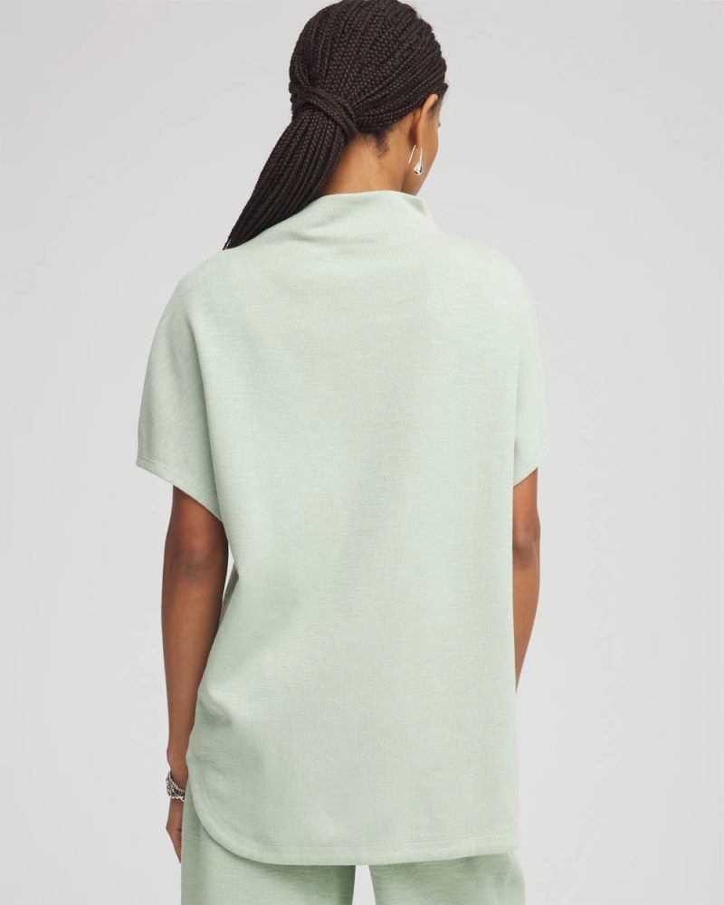 Chicos Zenergy® Beach Slub Funnel Neck Pullover Top - MOROCCAN MINT
