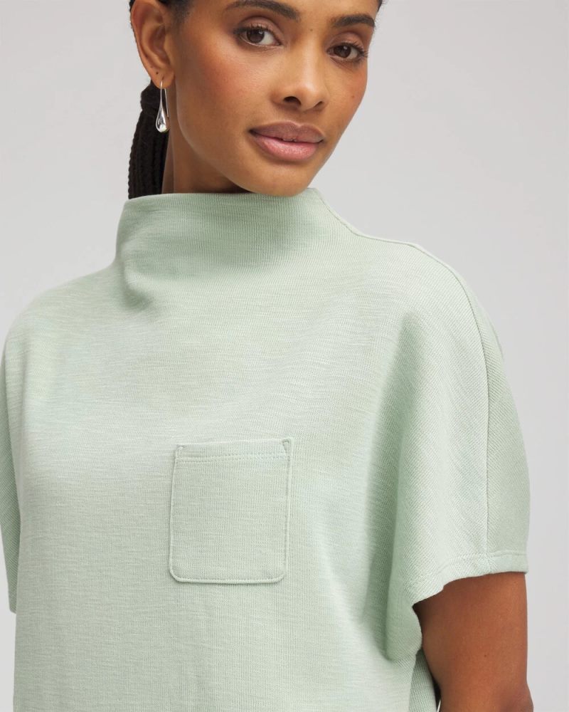 Chicos Zenergy® Beach Slub Funnel Neck Pullover Top - MOROCCAN MINT