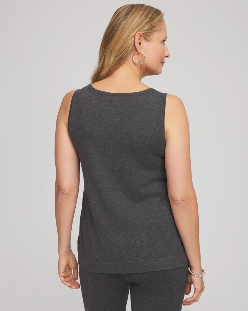 Chicos Travelers™ Rhinestone Tank - GRAPHITE GRAY
