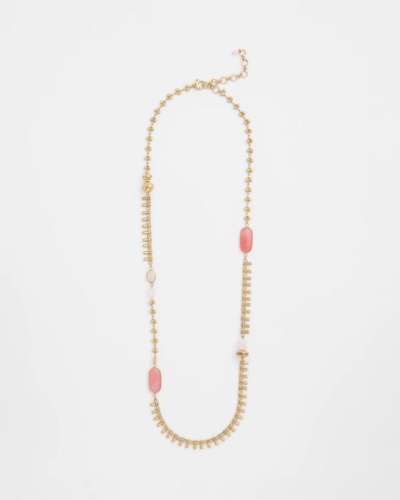 Chicos Single Strand Pink Quartz Necklace - PINK