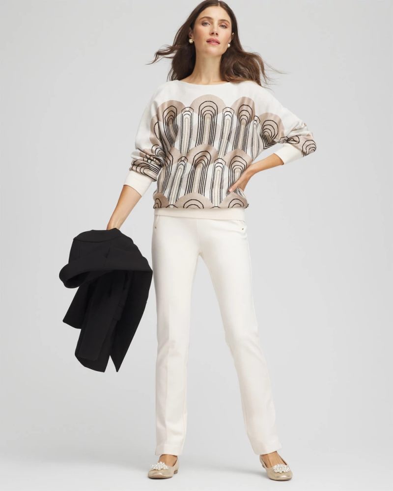 Chicos Juliet Slim Trim Detail Pants - ENGLISH CREAM