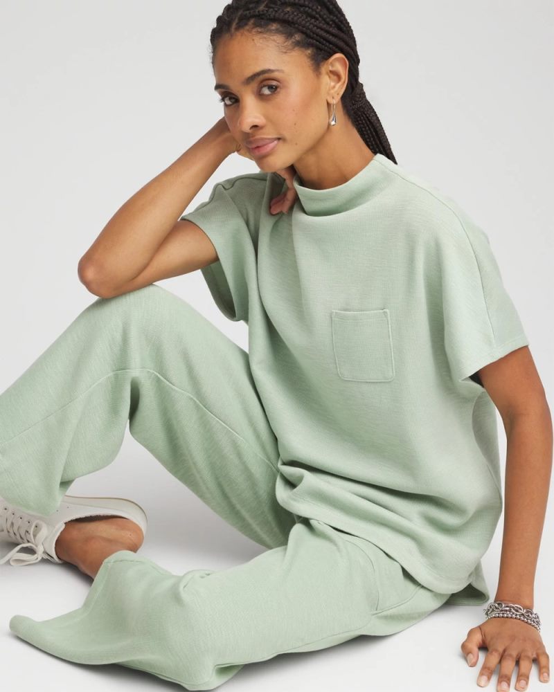 Chicos Zenergy® Beach Slub Funnel Neck Pullover Top - MOROCCAN MINT