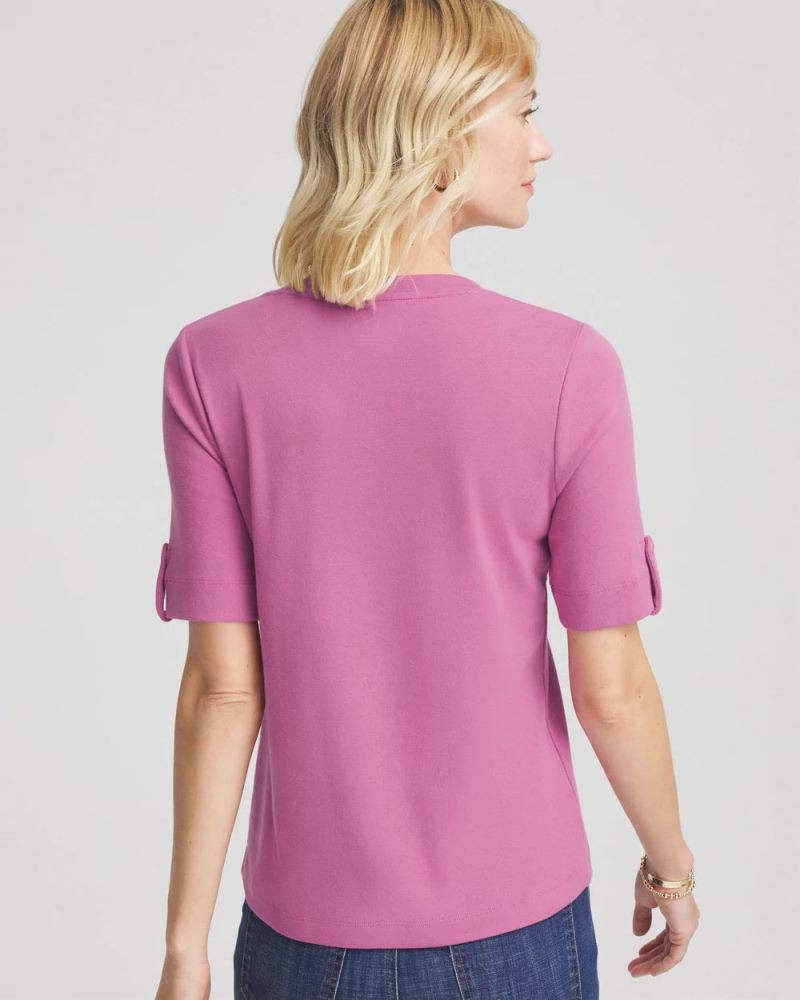 Chicos Pima V-Neck Tee - VIOLET SHADOW