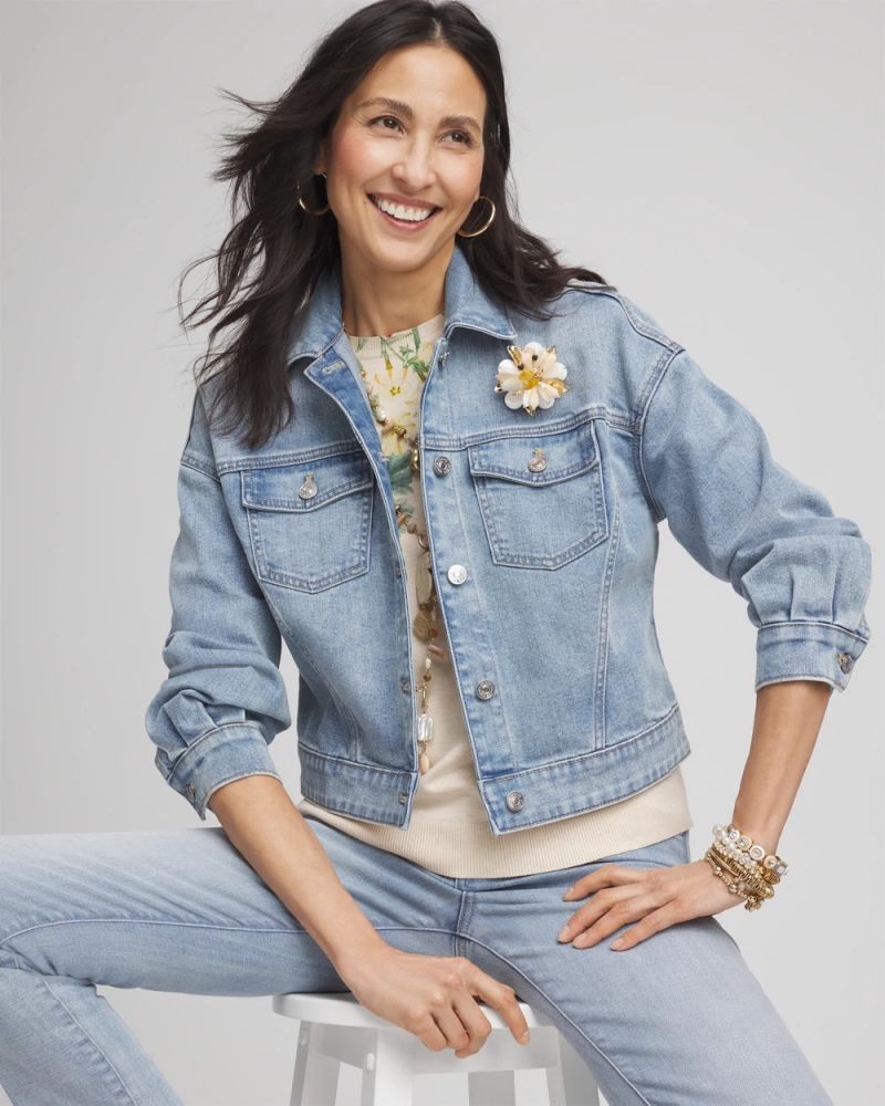 Chicos Relaxed-Fit Denim Jacket - MONTERREY INDIGO
