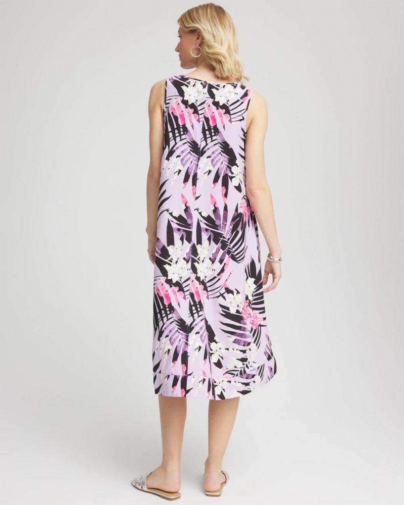 Chicos Zenergy® Floral Palms Lightweight Midi Dress - VIOLET AURA