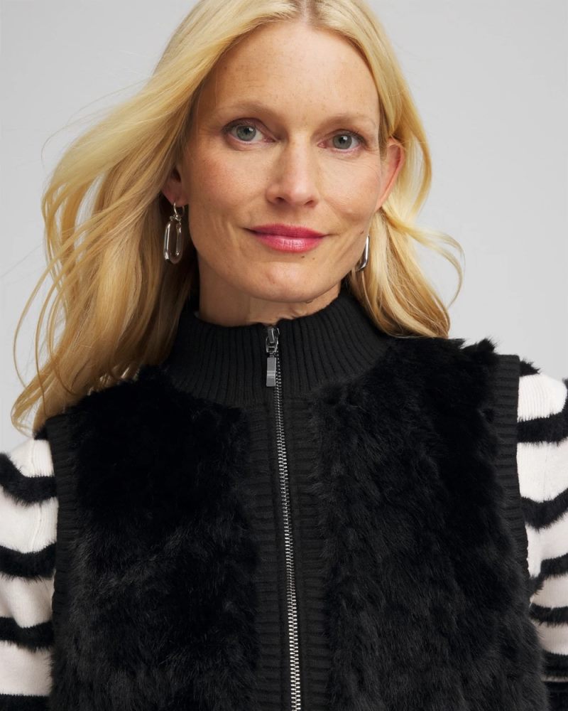 Chicos Zenergy® Luxe Faux Fur Vest - BLACK