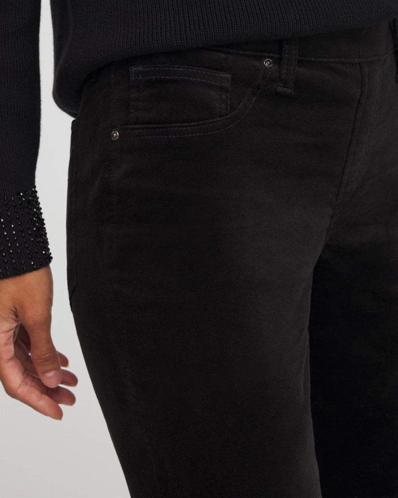 Chicos Velveteen Pull-On Flared Jeans - BLACK