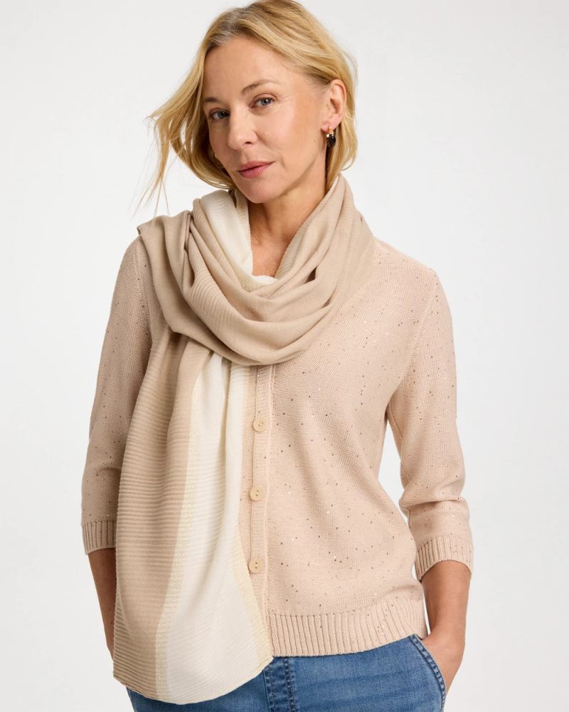 Chicos Ombre Pleated Oblong Scarf - NEUTRAL
