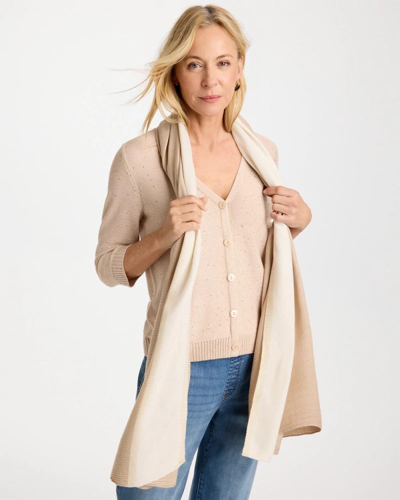 Chicos Ombre Pleated Oblong Scarf - NEUTRAL
