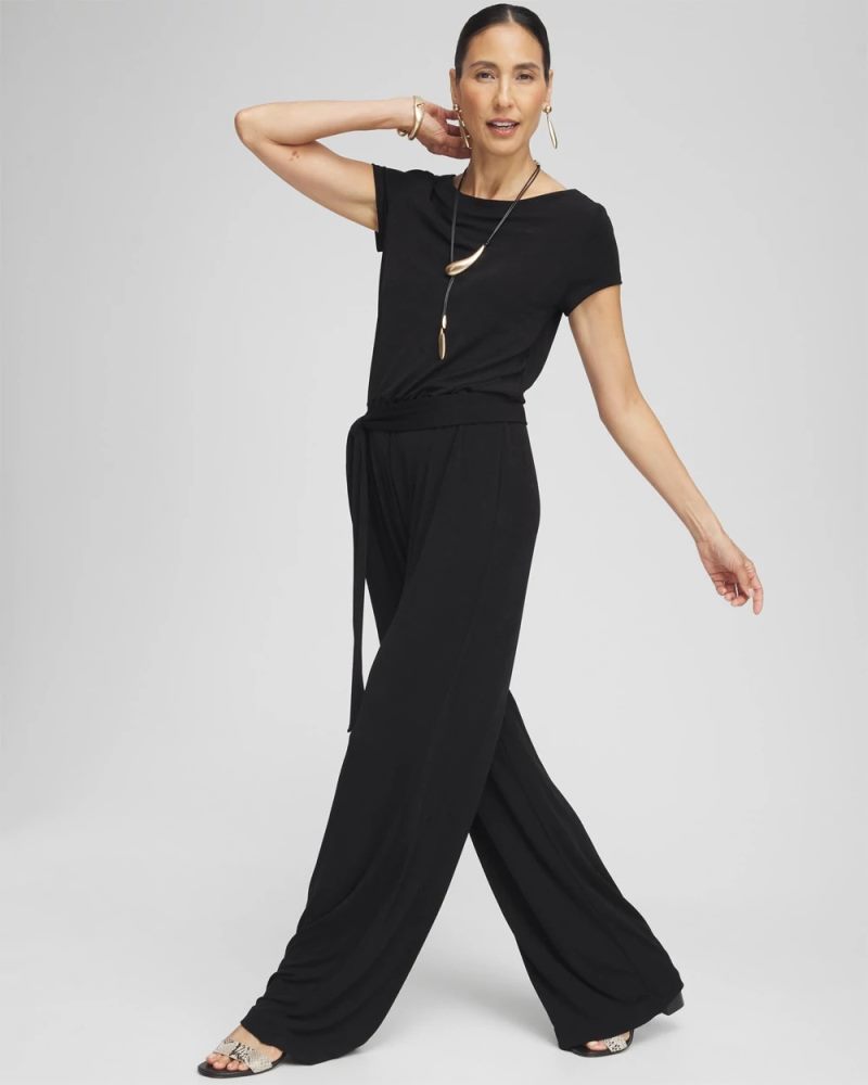 Chicos Travelers™ Cap Sleeve Jumpsuit - TRAVELERS BLACK