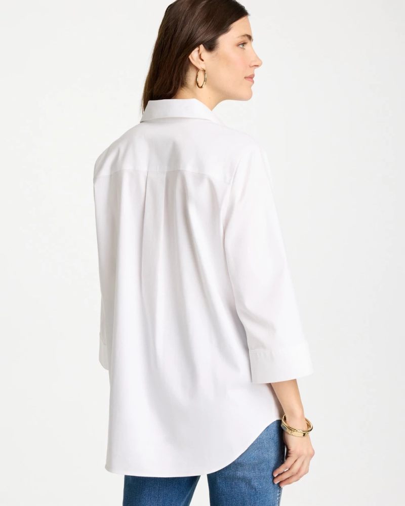Chicos No Iron Stretch Popover Tunic - OPTIC WHITE