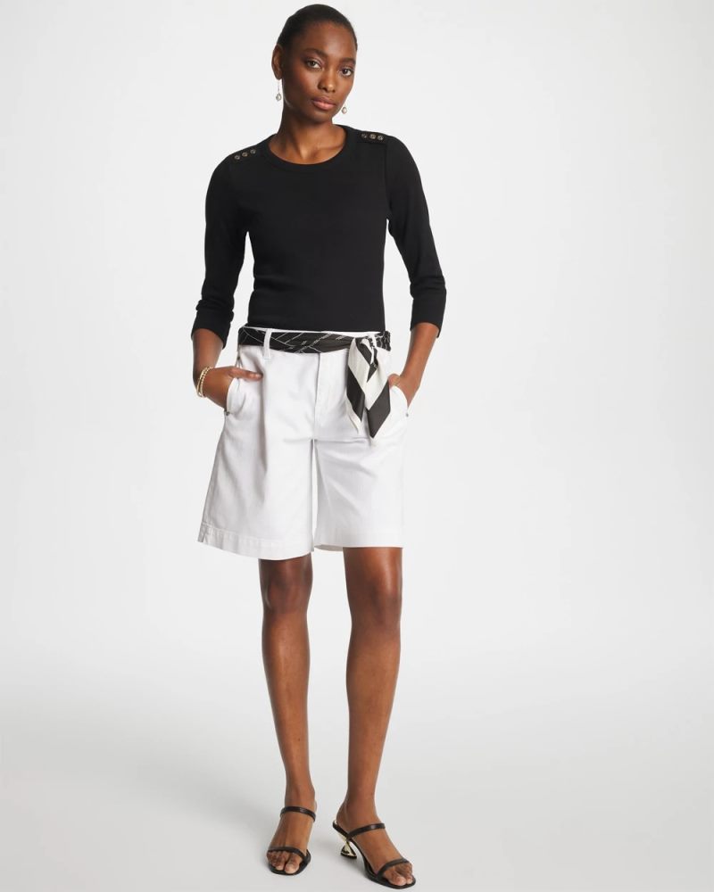 Chicos Denim Trouser Shorts - ALABASTER