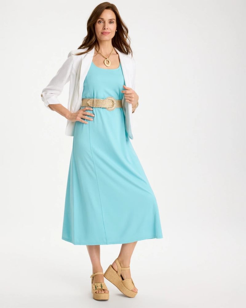 Chicos Ponte Seamed Maxi Dress - BONDI BLUE