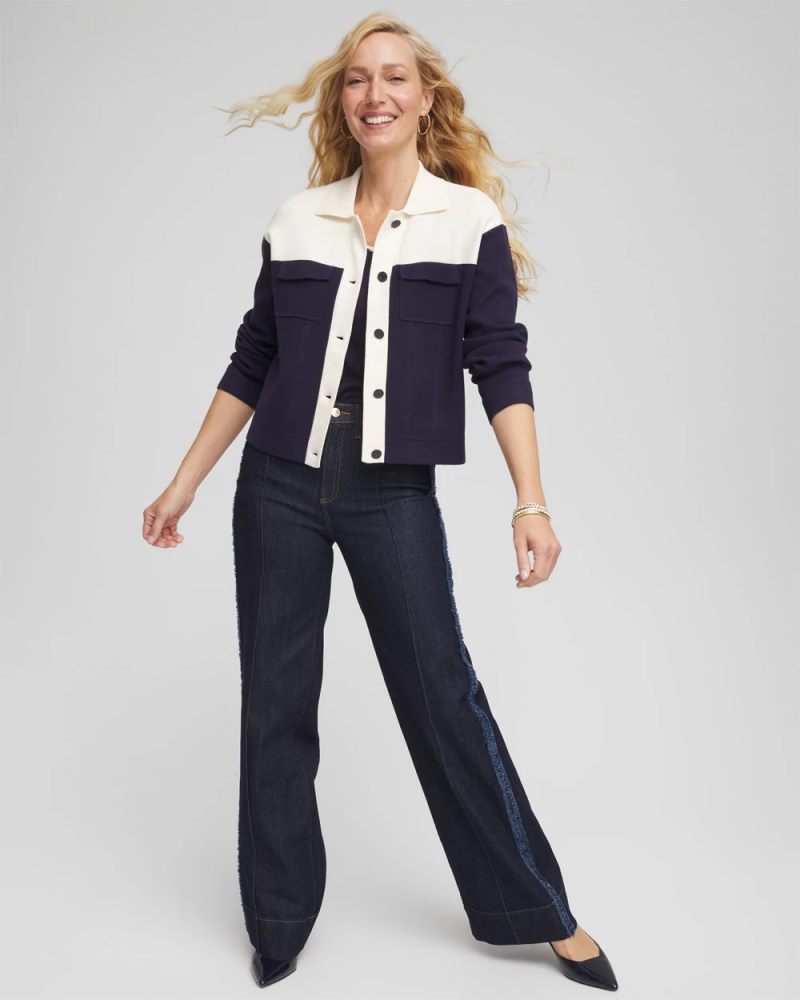 Chicos Colorblock Cardigan Jacket - PASSPORT BLUE