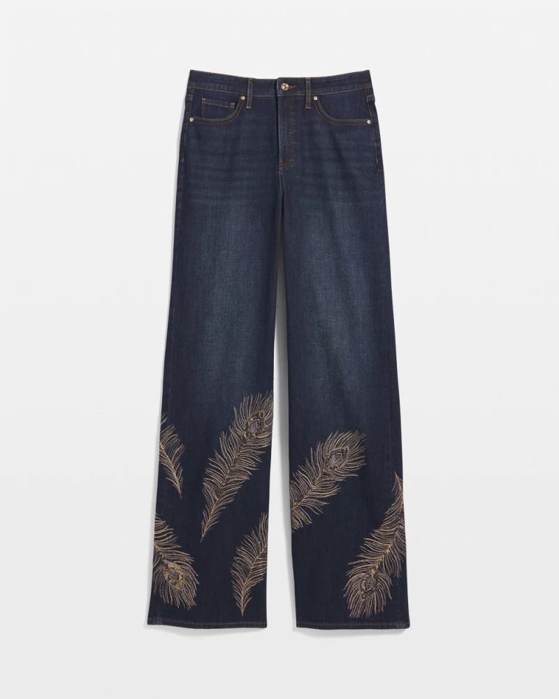 Chicos Embellished High-Rise Wide-Leg Jeans - MARCONI INDIGO