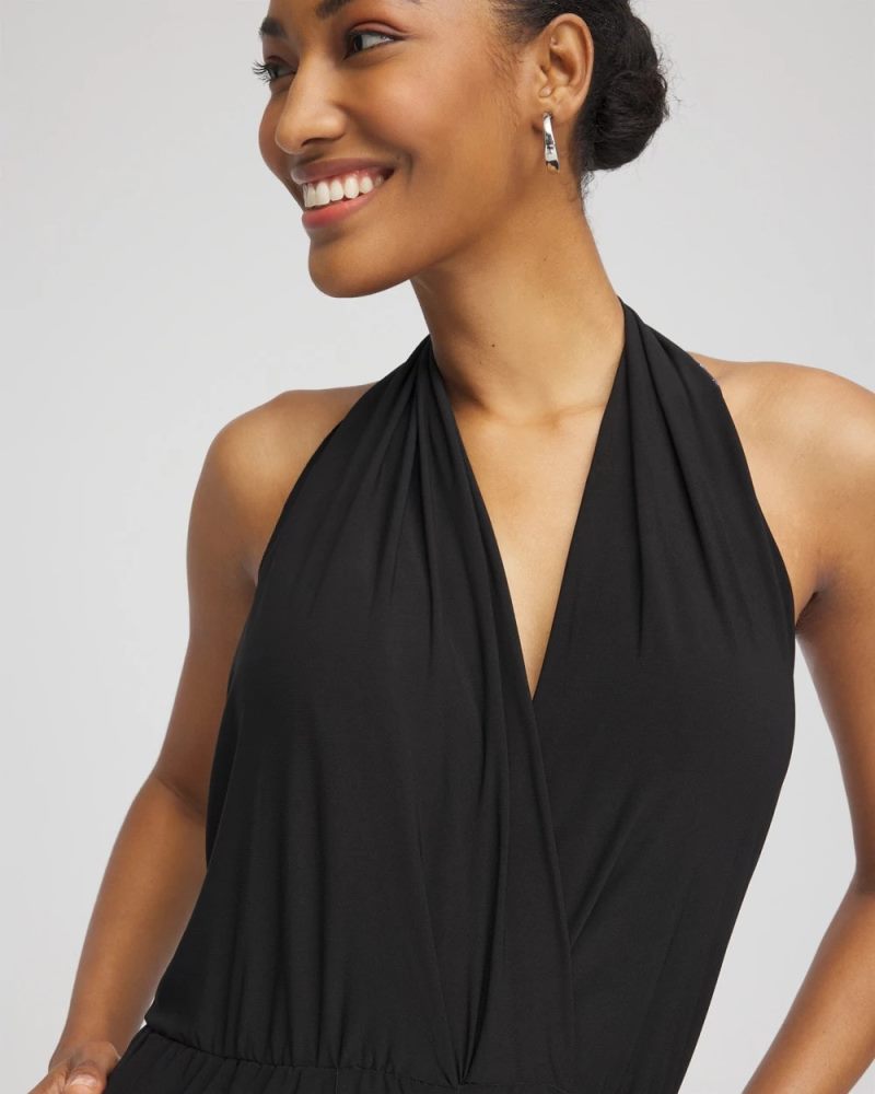 Chicos Magicsuit Surplice Neck Jumpsuit - BLACK