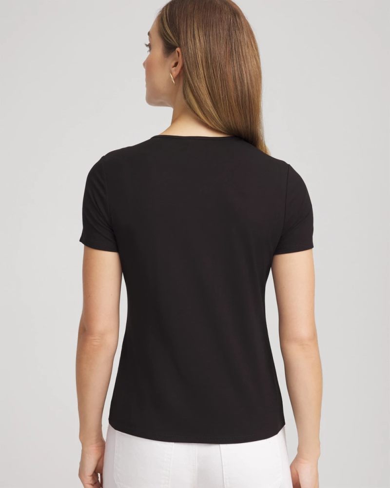 Chicos Jersey Knit Ruched Front Tee - BLACK