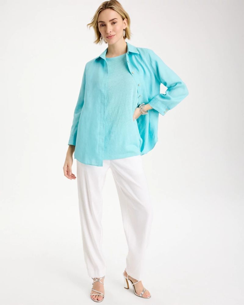 Chicos Linen Dolman Tee - BONDI BLUE