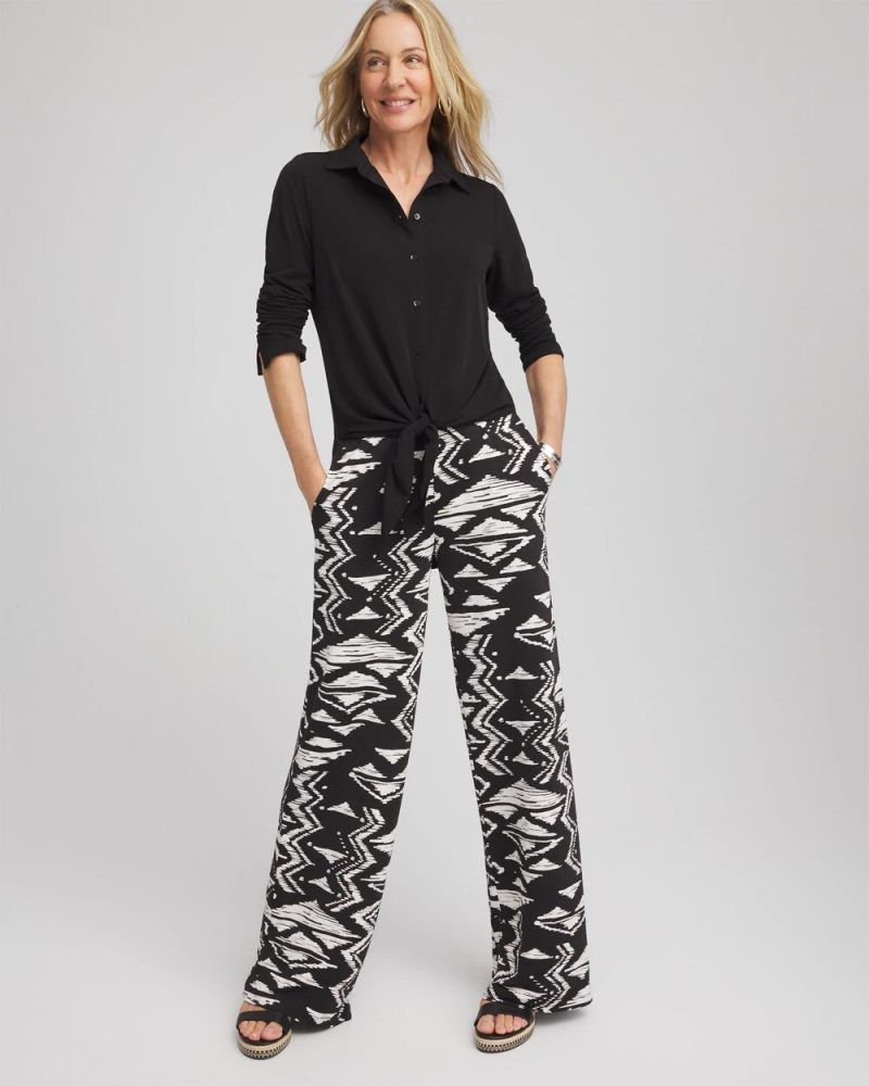 Chicos Travelers™ Knit Tie-Front Shirt - BLACK