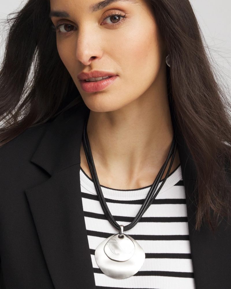 Chicos Silver Pendant On Cord - SILVER